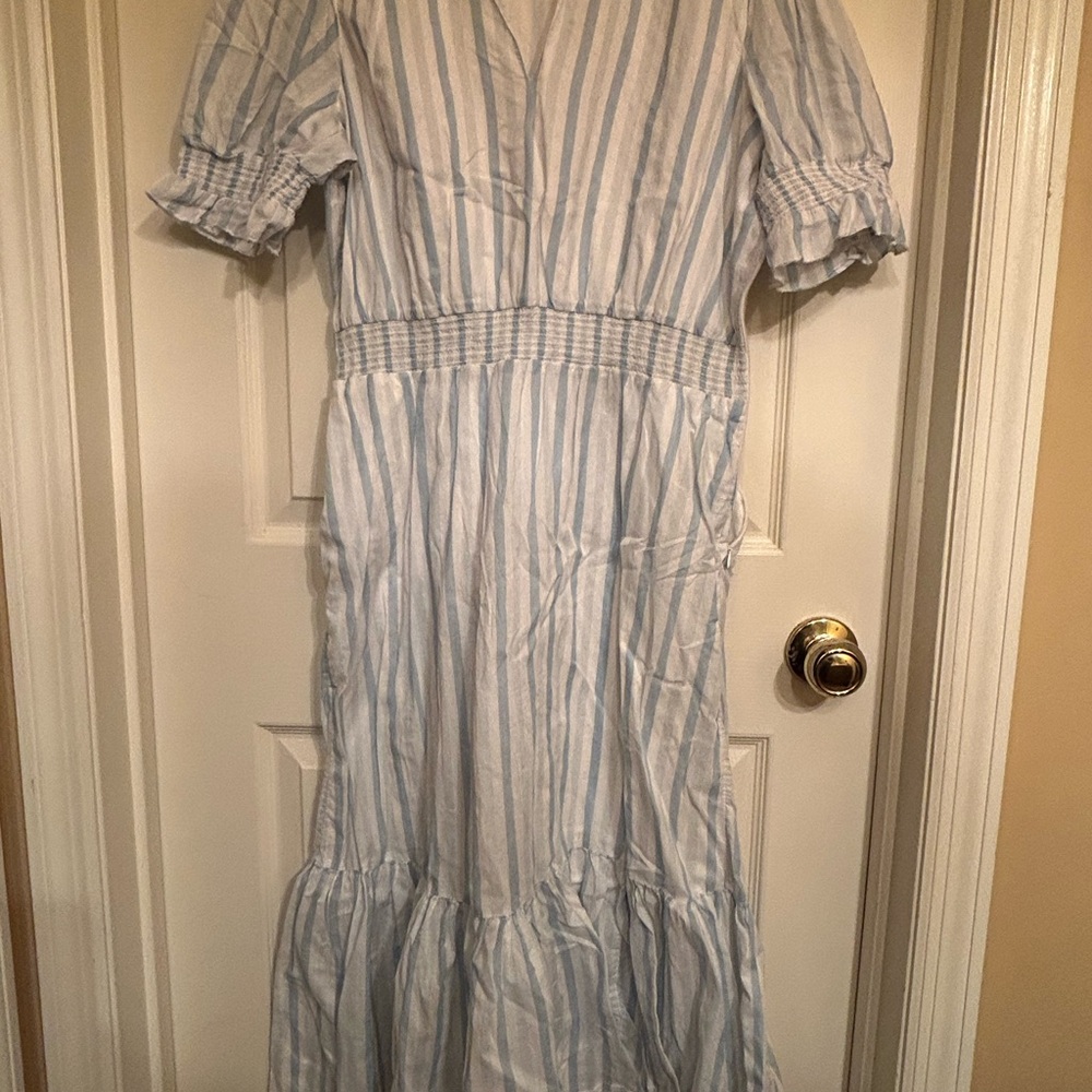 GUC J. Crew Light Blue and White Stripe Dress